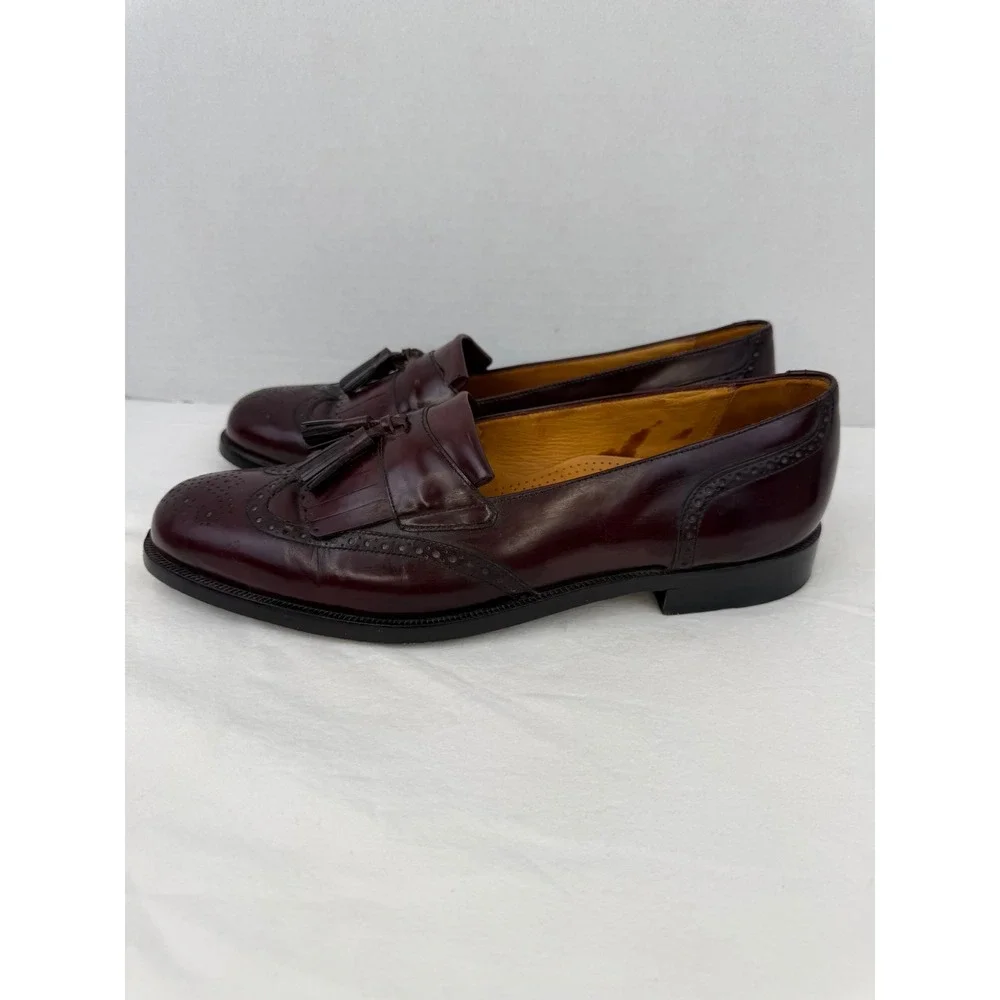 Cole Haan City Mens Burgundy Leather Wingtip Kiltie‎ Tassel Loafers 12 D